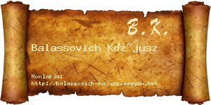Balassovich Kájusz névjegykártya